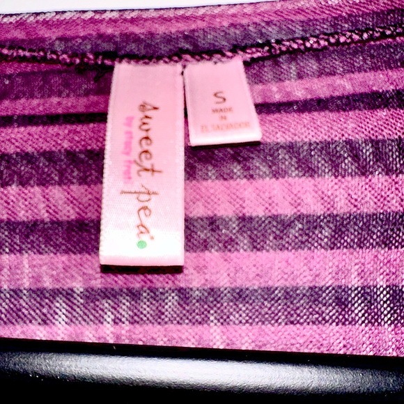 Sexy Soft Sweet Pea Purple Striped Semi-Sheer Mini Dress + Fabric Flower Detail! - Picture 5 of 9